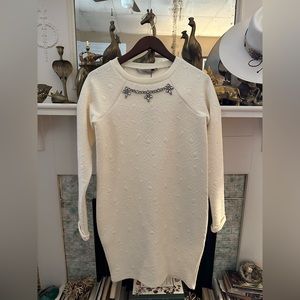 Quilted sweatshirt dress with jewel led neckline